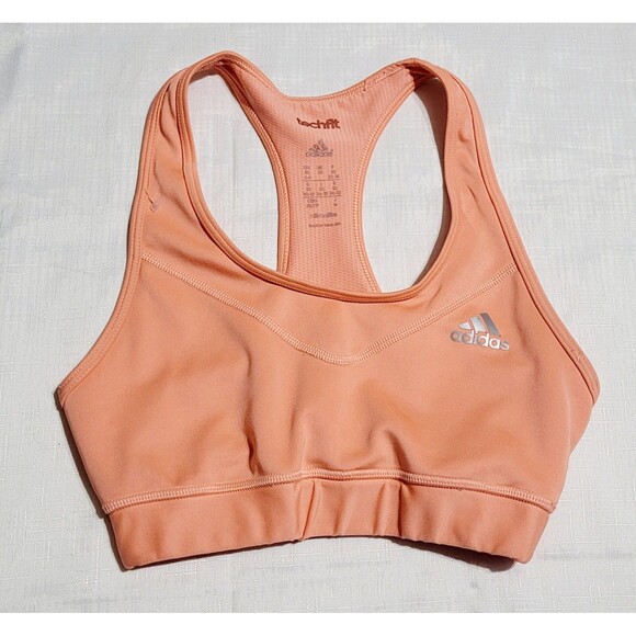 Adidas women's size XS Top Climate Racerback Sports Bras Orange Logo-Print - Picture 5 of 5